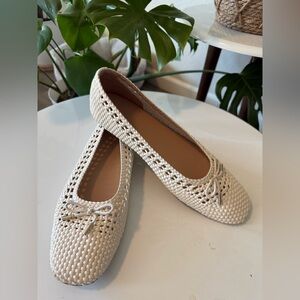 Elegant Cream Woven Flats